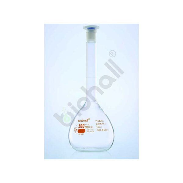 BIOHALL Glass Volumetric Flask 500ml , Germany