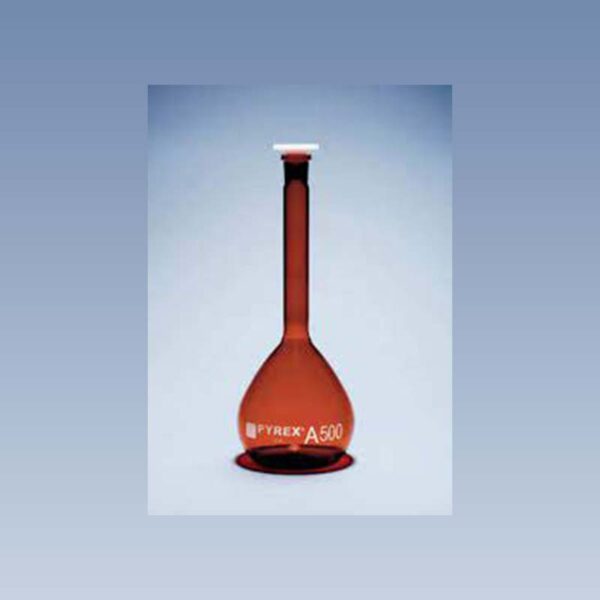 Pyrex-A Glass Volumetric Flask 500ml, Amber Color